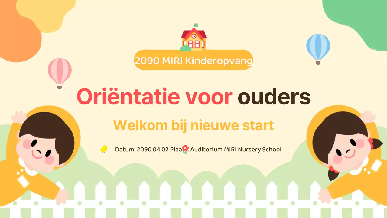 Oriëntatiepresentatie voor het gele kinderdagverblijf