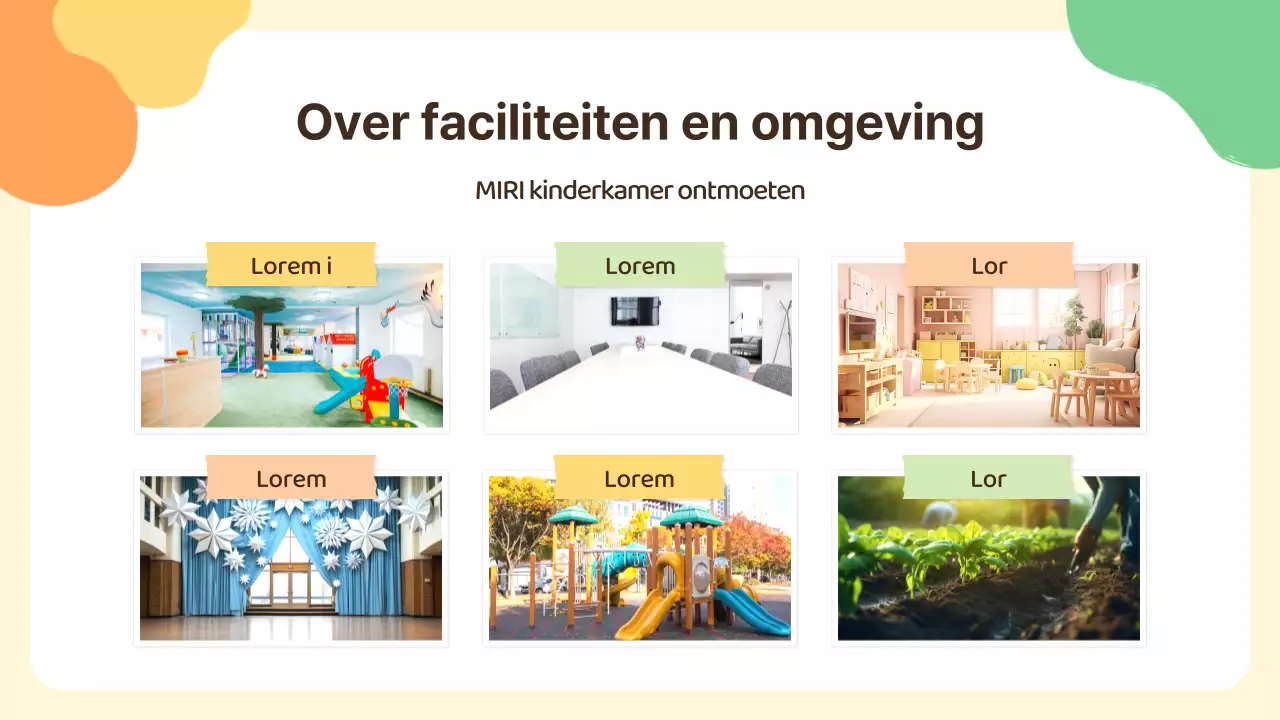 Oriëntatiepresentatie voor het gele kinderdagverblijf