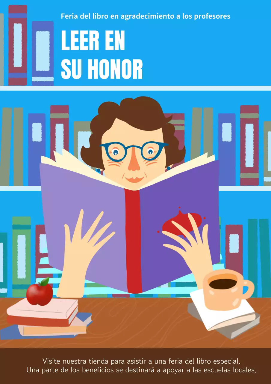 Kitsch azul cielo y púrpura Anuncio del acto de lectura del Día del Profesor