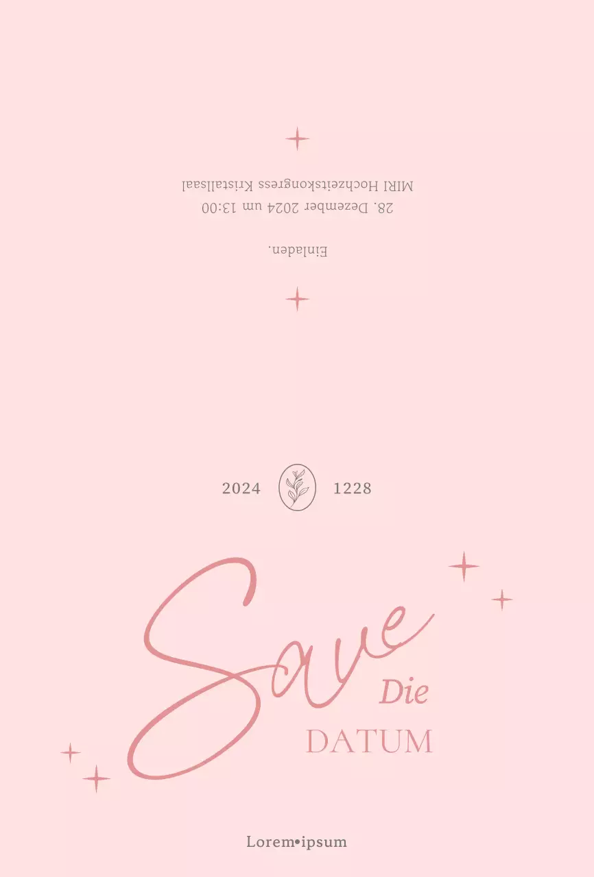 Elegante Einladung mit rosa Ton-in-Ton-Kursivschrift