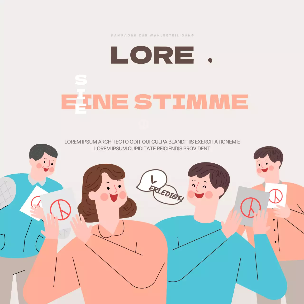 Gehen Sie zur Wahl in Orange und Hellblau