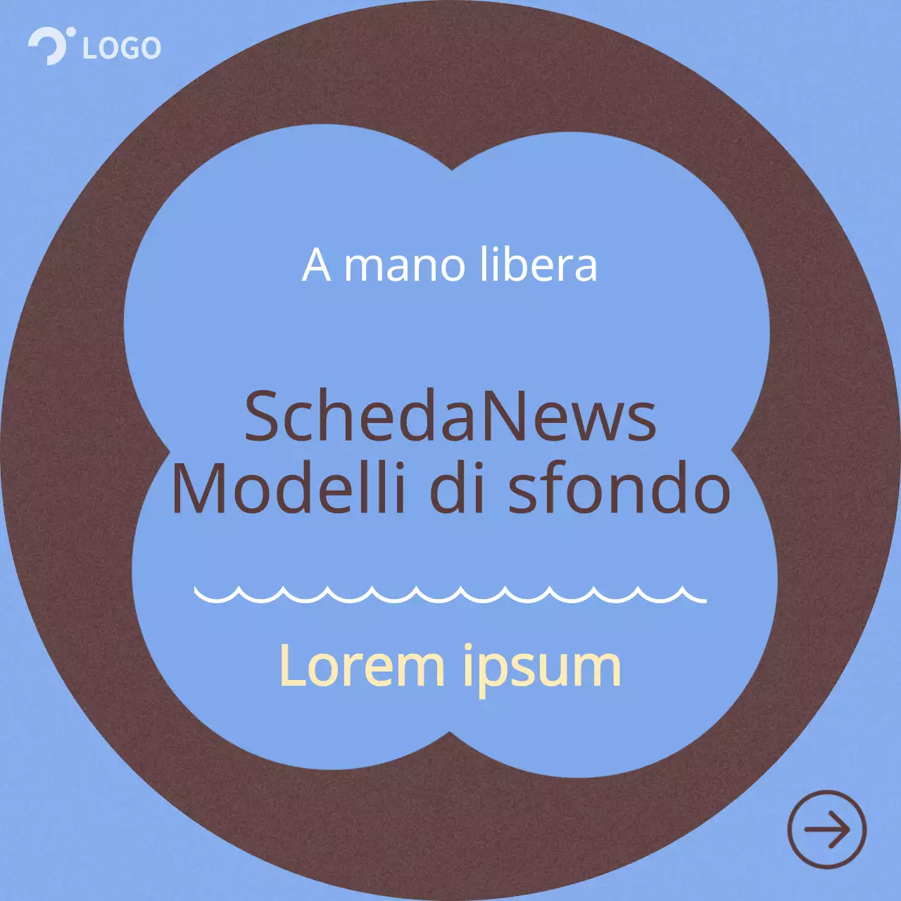 Descrizione dello sfondo minimalista a mano libera azzurro e marrone