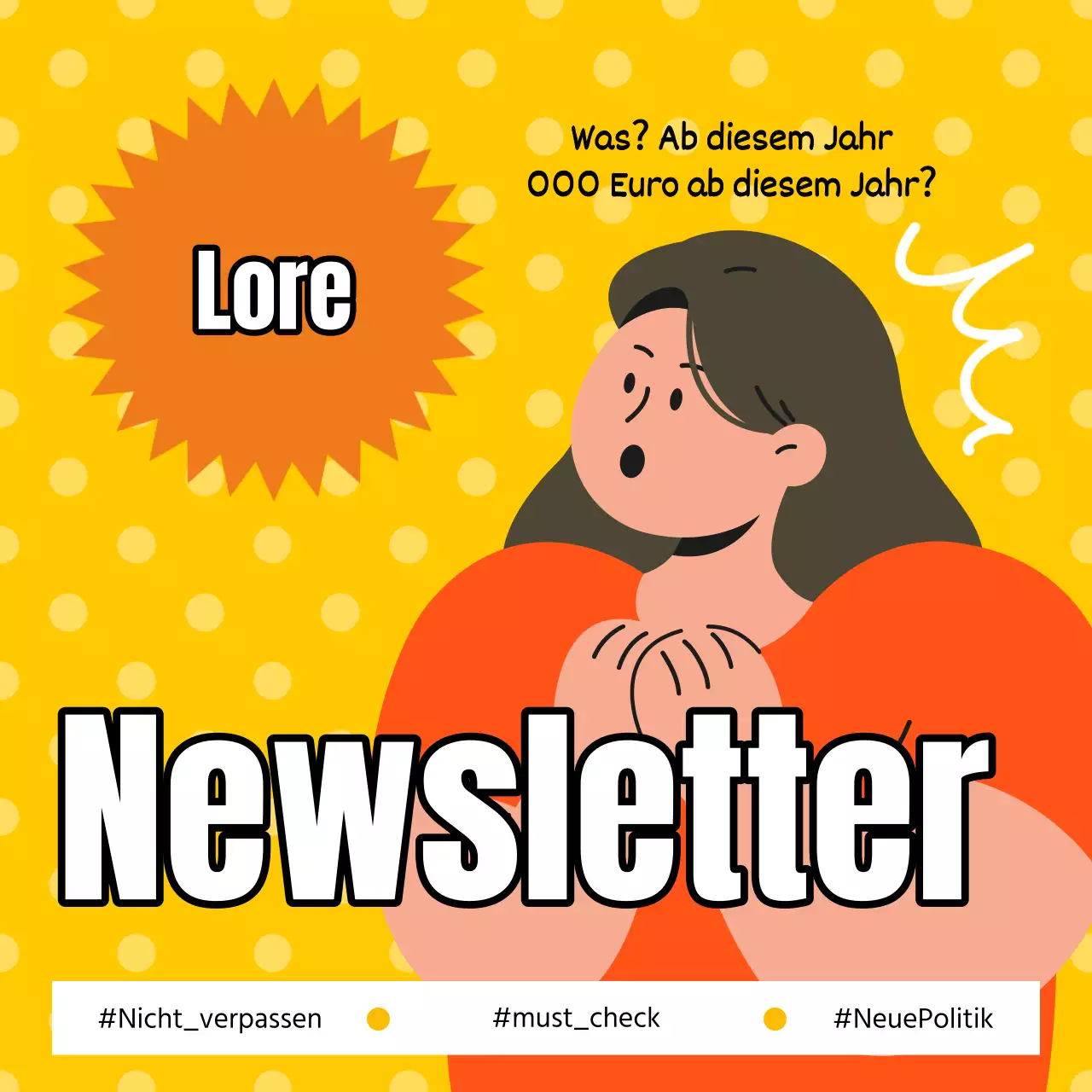 Einfache blaue und gelbe Miniaturvorlage für einen Newsletter