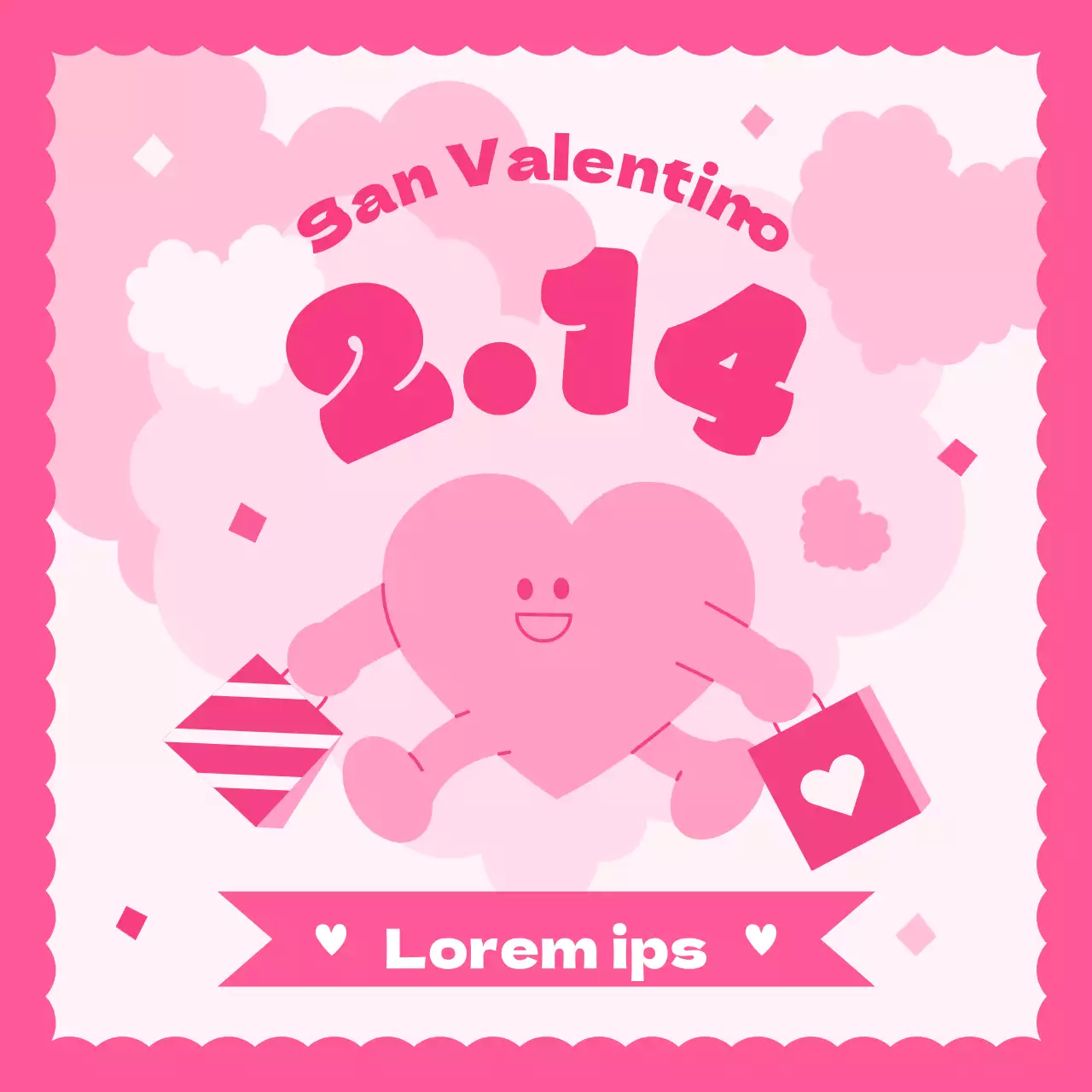 Un grazioso annuncio di San Valentino in rosa e azzurro