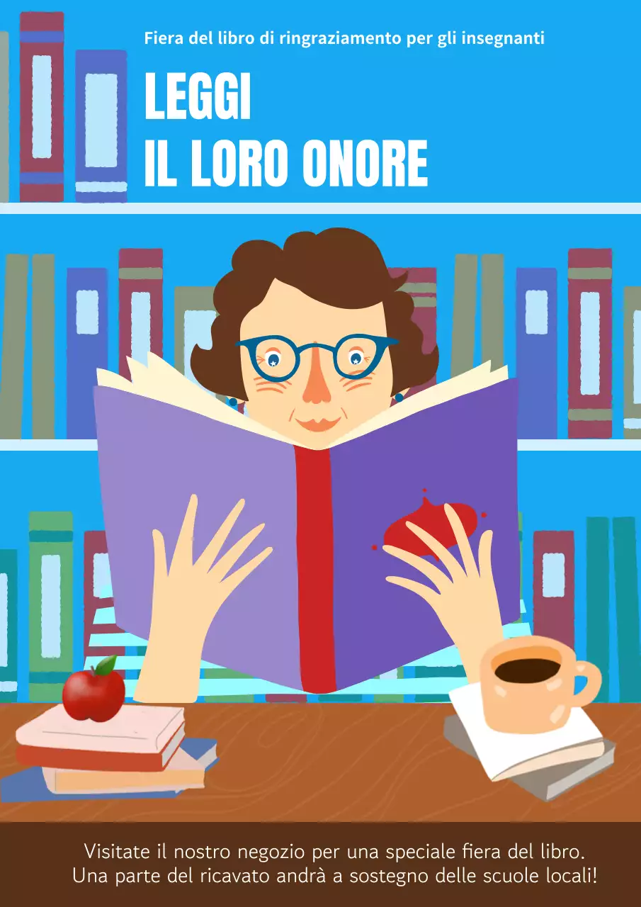 Evento di lettura per la Giornata degli insegnanti kitsch blu cielo e viola Pubblicità