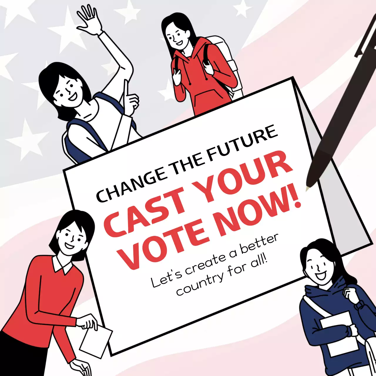 Red Modern Voting Announcement Social Media Post