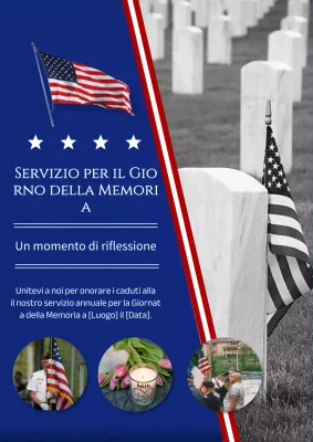 Pubblicità del servizio classico blu e rosso per la Giornata della Memoria