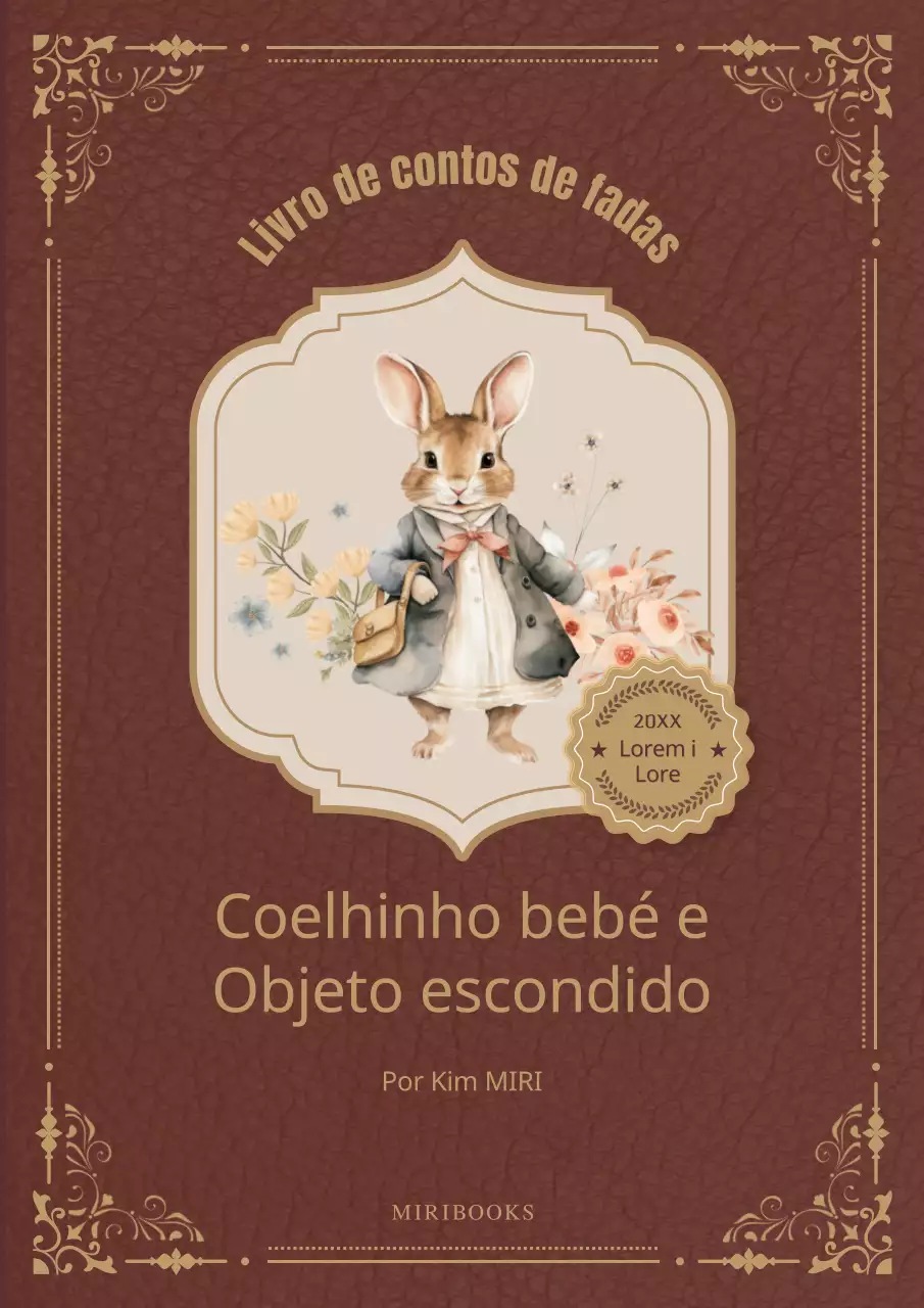 Capa de livro infantil vintage em castanho e dourado