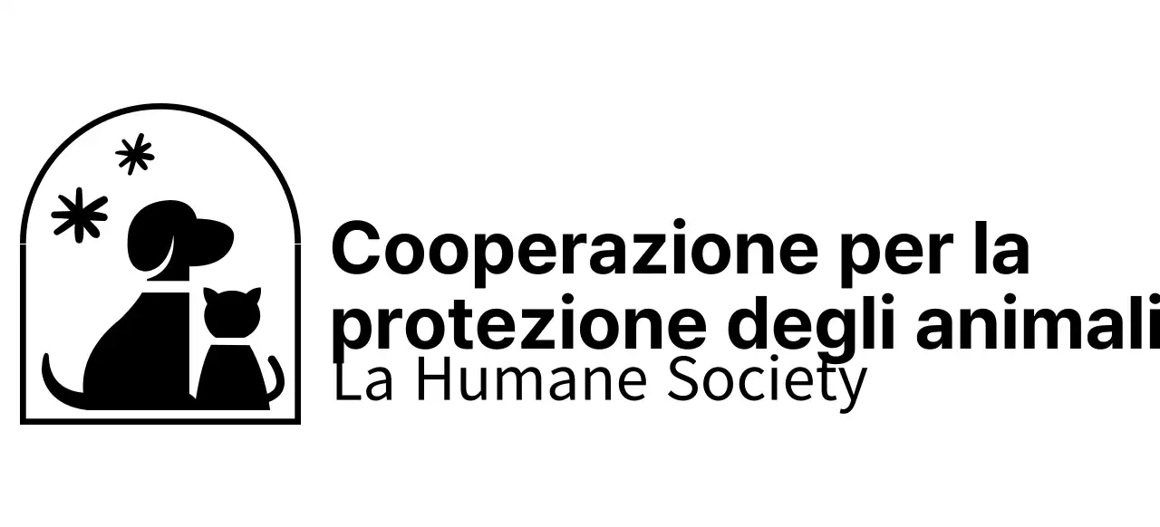 La Humane Society con un simpatico logo illustrato di un cane e un gatto
