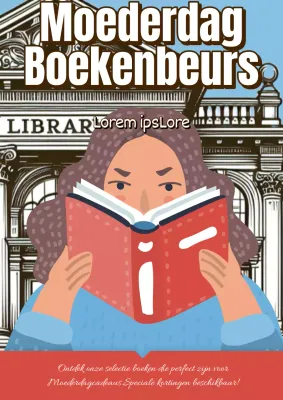 Hemelsblauwe en rode Kitsch Moederdag Boekenbeurs Publiciteit