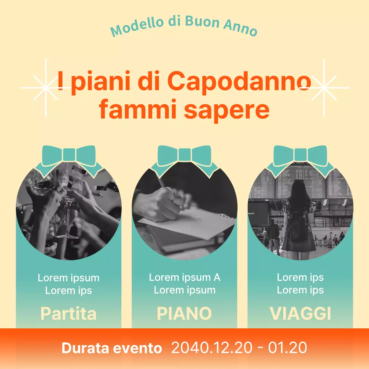 Promuovere un modello di vacanza orientale in arancione e menta