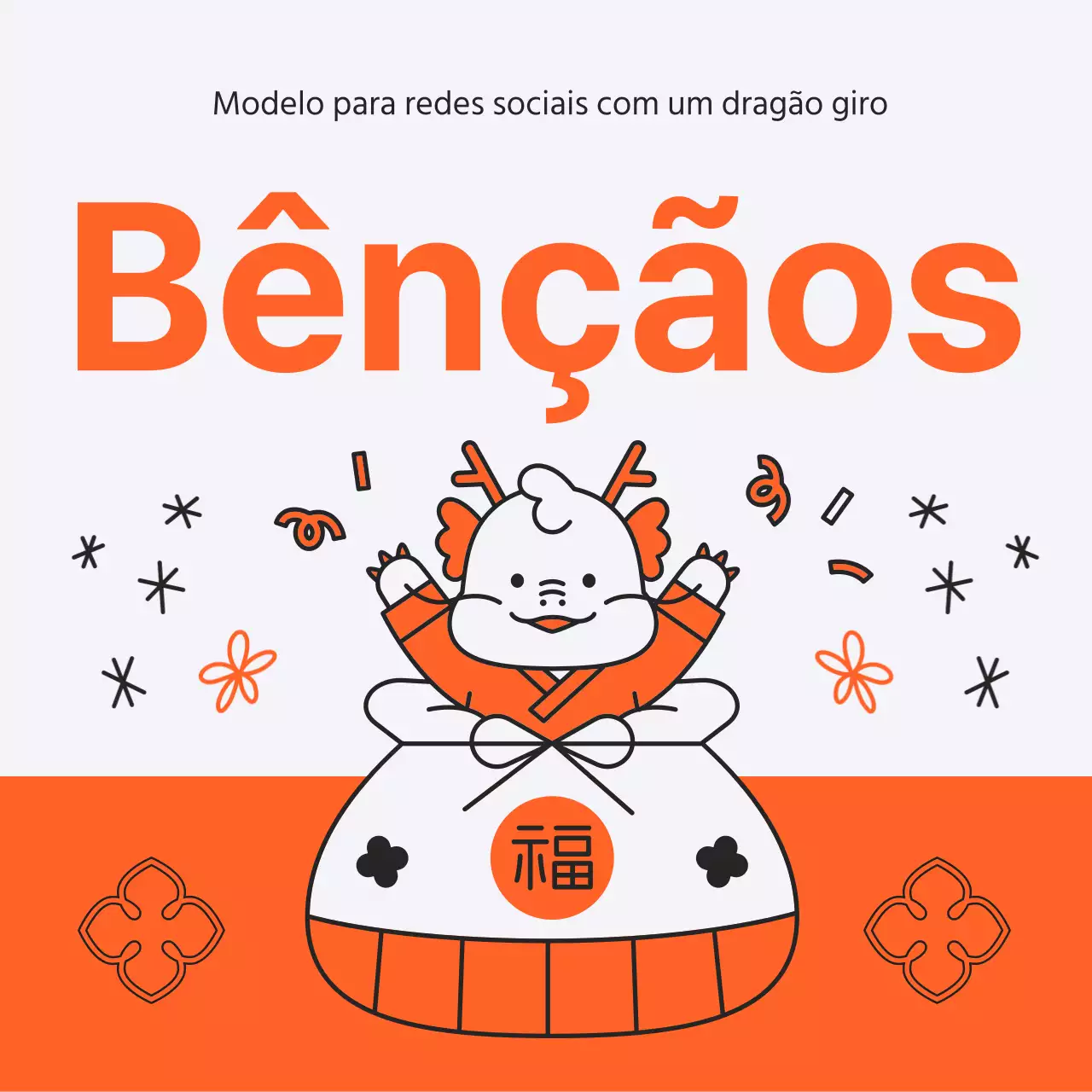Anúncio de saldos do Ano Novo Lunar em laranja e branco