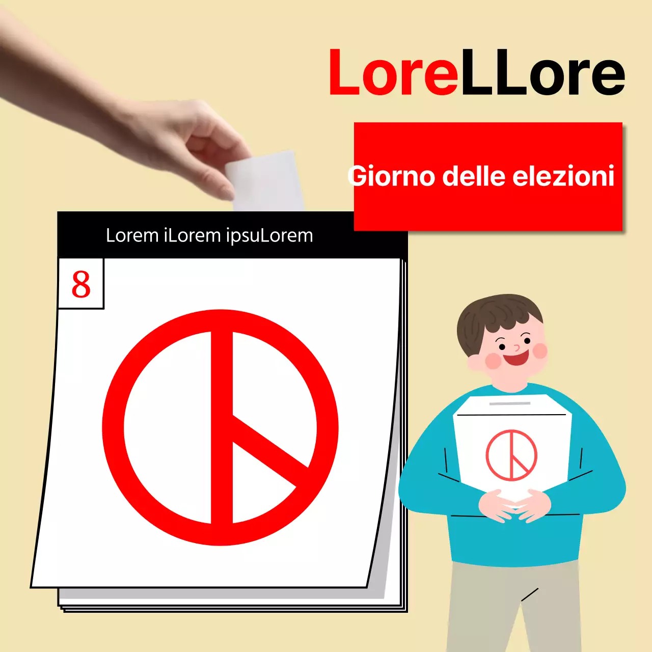 Una semplice campagna elettorale in rosso e giallo
