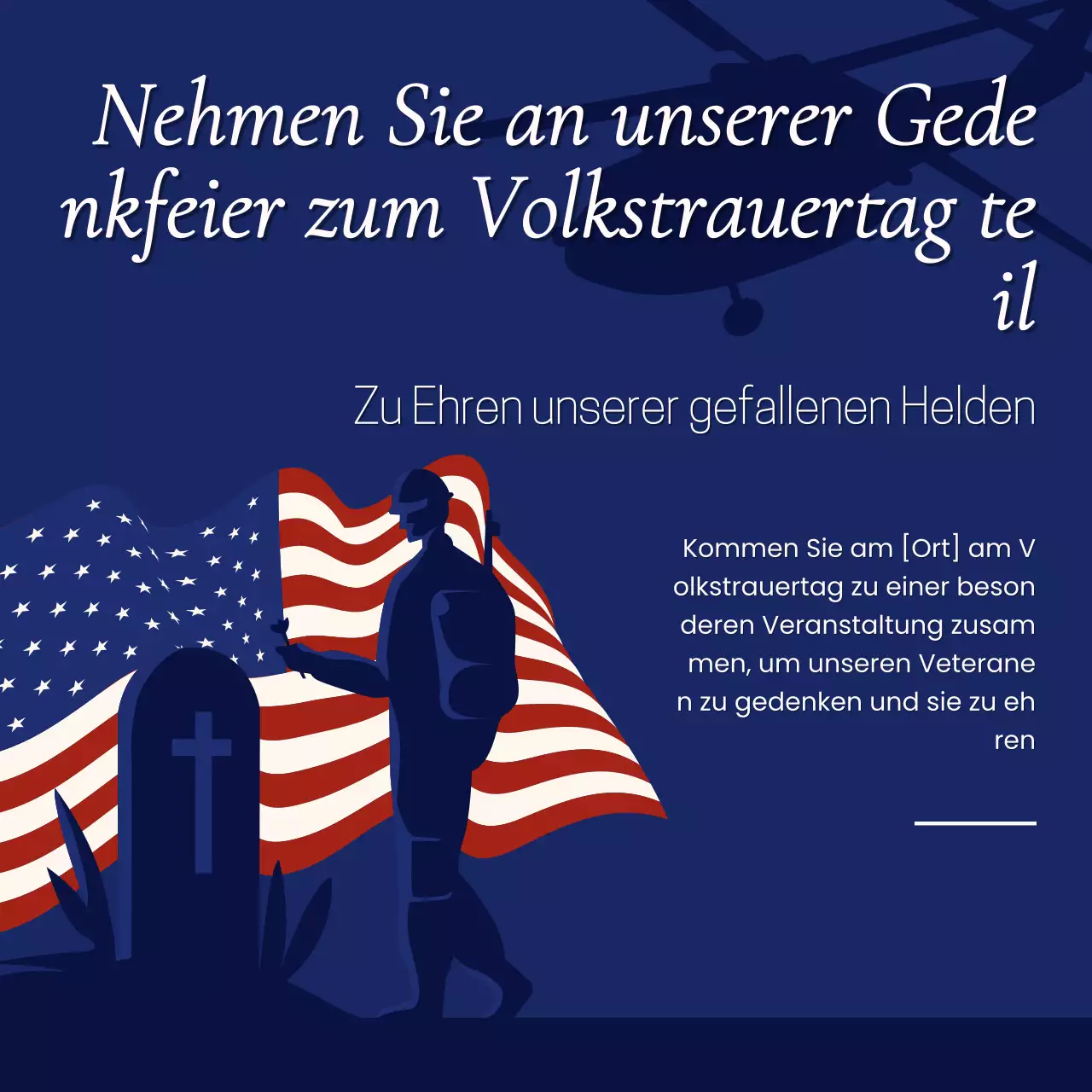 Navy and White Bold Memorial Day Gedenkzettel