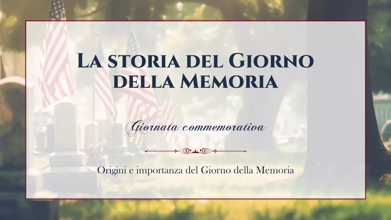 Un avviso di classe per la Giornata della Memoria americana in blu navy e marrone