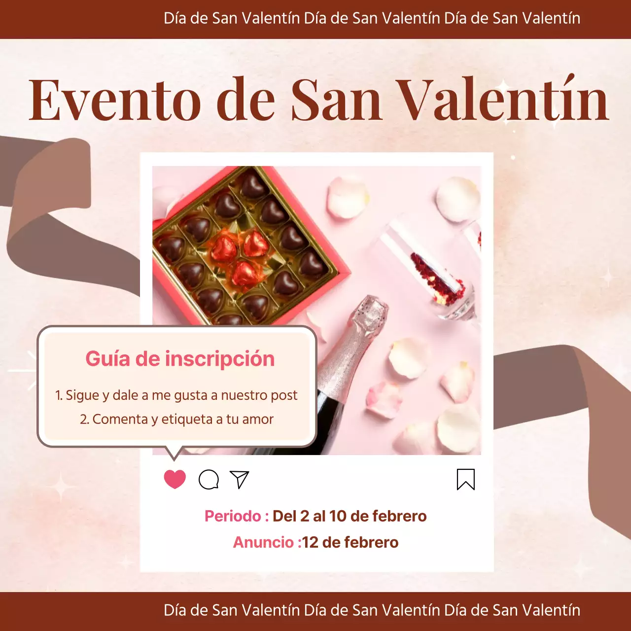 Un lujoso anuncio de San Valentín en marrón y rojo