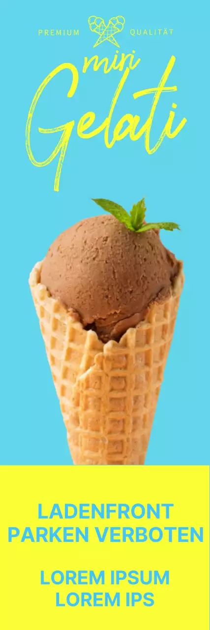 Werben Sie für Ihr Unternehmen mit einem Foto eines hellblauen Eises und eines Standorts im Halteverbot.