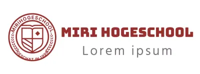 Middelbare school logo in de vorm van een cirkelvormig onderwijssymbool in bordeauxrood
