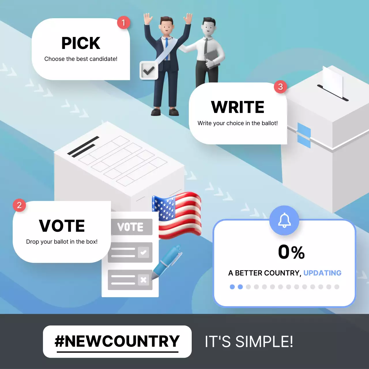 블루 모던 투표 가이드 소셜 미디어 게시물