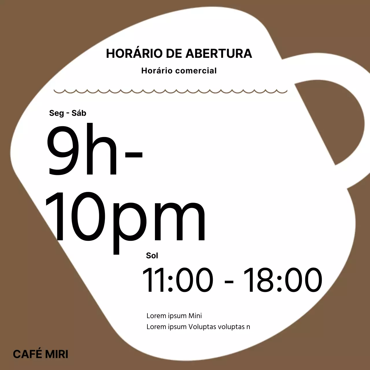 Um simples aviso castanho do horário de funcionamento