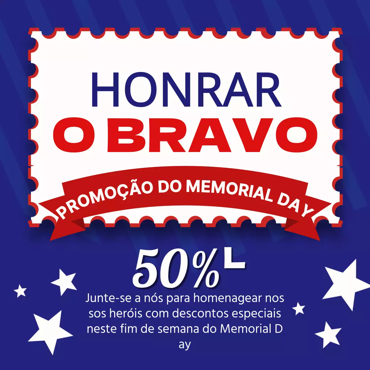 Anúncio de saldos azul e vermelho retro para o Dia da Memória