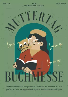 Werbung für eine klassische Muttertags-Buchmesse in Khaki