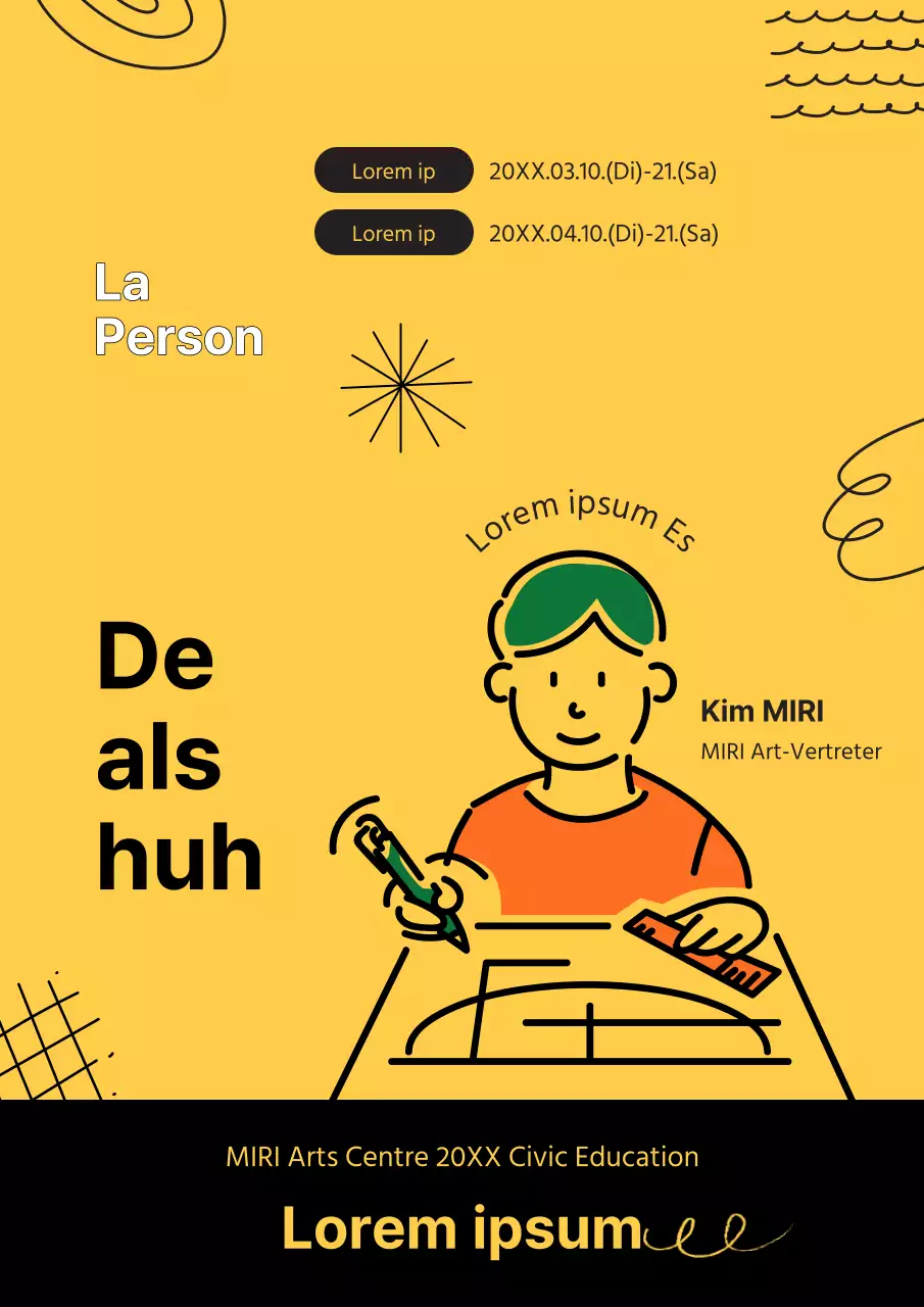 Werbung für die Ausschreibung der Zeichenklasse für gelbe und schwarze Mittellinien