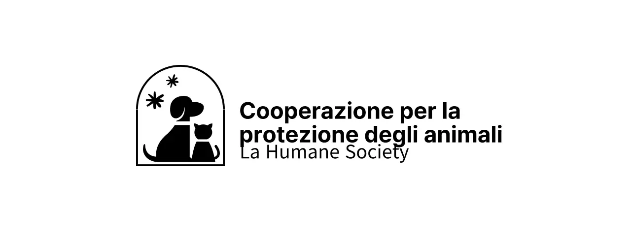La Humane Society con un simpatico logo illustrato di un cane e un gatto