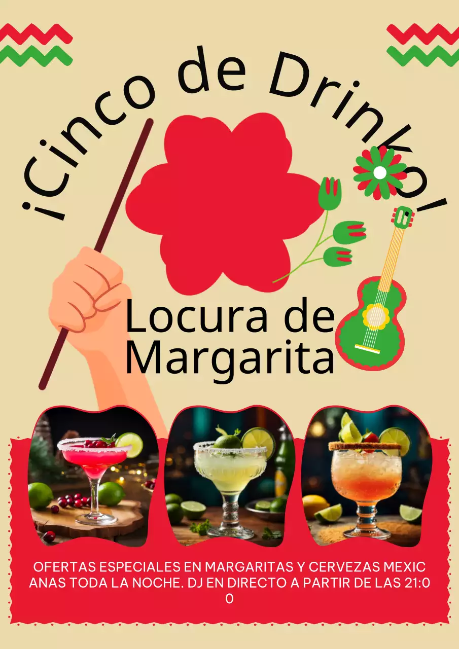 Kitsch verde y rojo Bebidas del Cinco de Mayo Publicidad para eventos