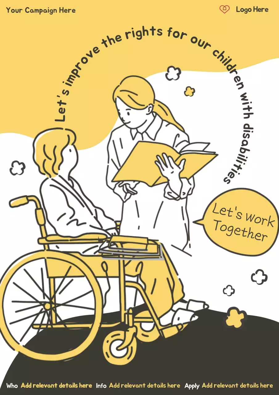 Yellow Minimal Disability Rights Promotion Poster