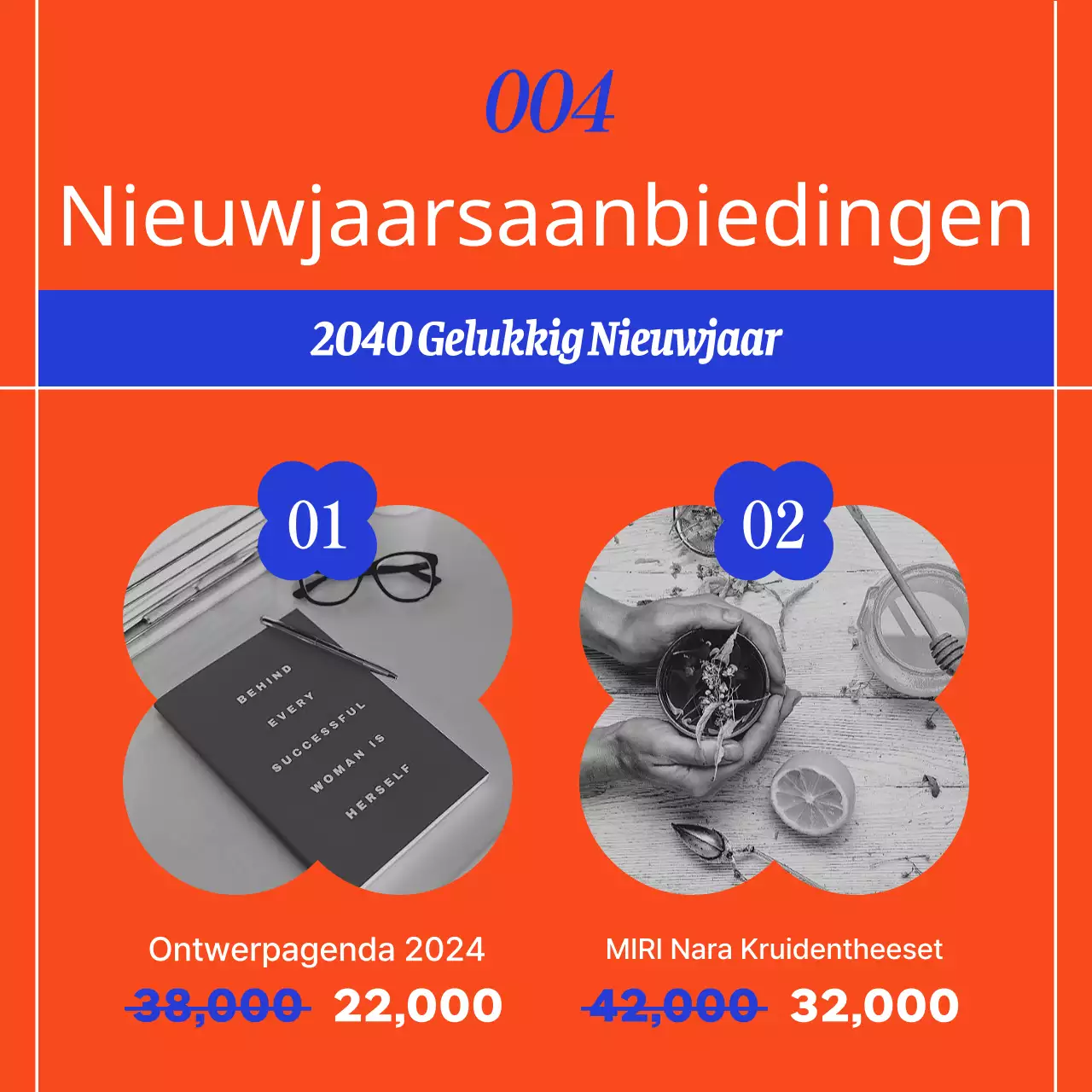 Promoot een oosterse vakantiesjabloon in rood en blauw