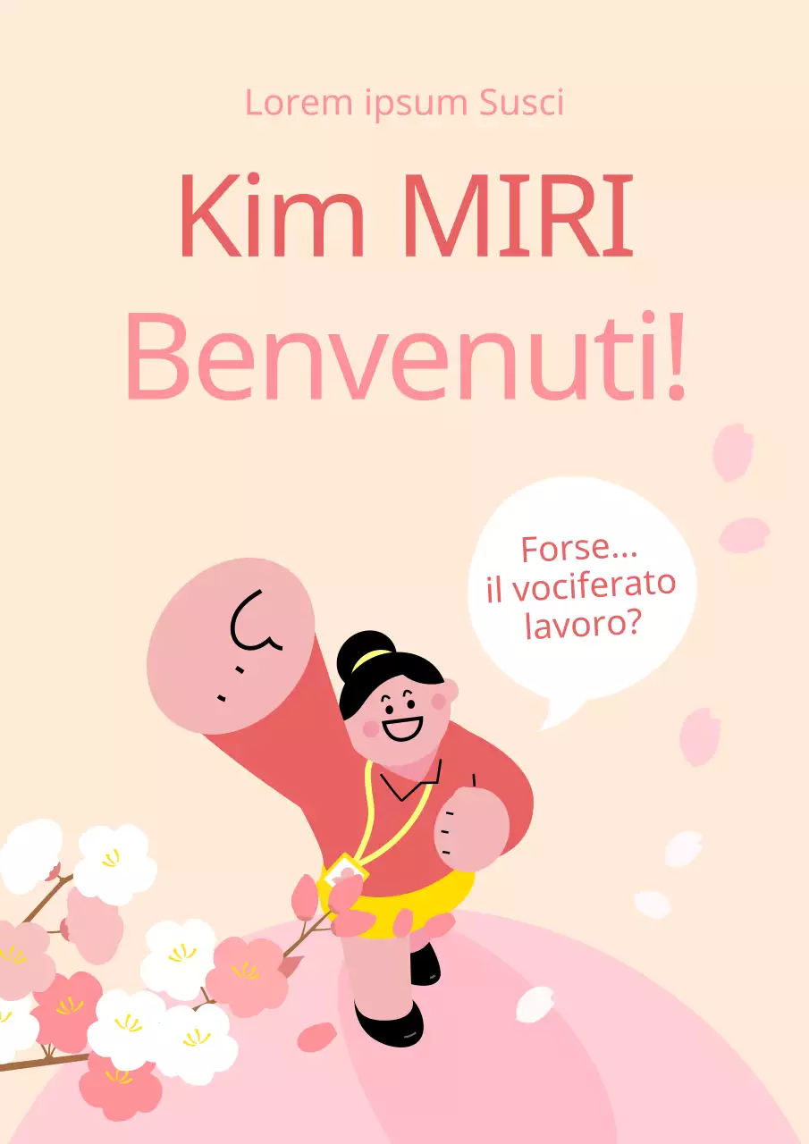 Un simpatico post di benvenuto al lavoro in rosa e avorio