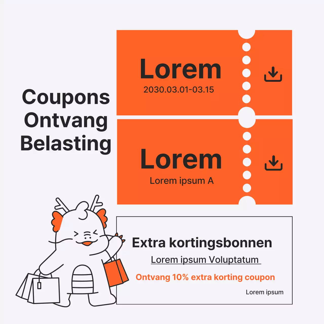 Pop-art oranje en witte Lunar New Year verkoopadvertentie