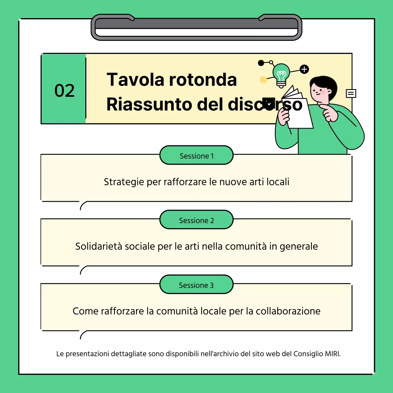 Un semplice rapporto sui risultati della riunione regionale in verde e giallo