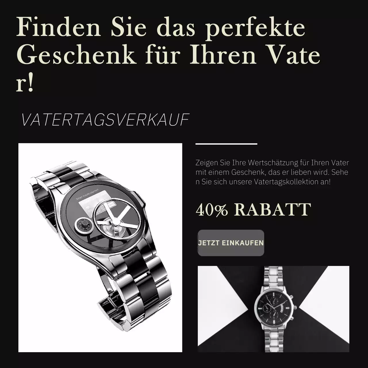 Schwarz-weiße Minimal-Vatertags-Verkaufsanzeige