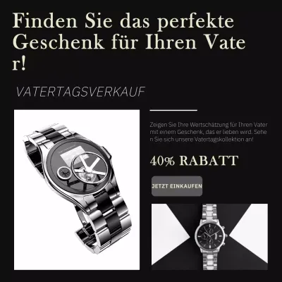 Schwarz-weiße Minimal-Vatertags-Verkaufsanzeige