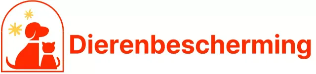 Dierenbeschermingsvereniging met een schattig geïllustreerd logo van een hond en kat in rood.