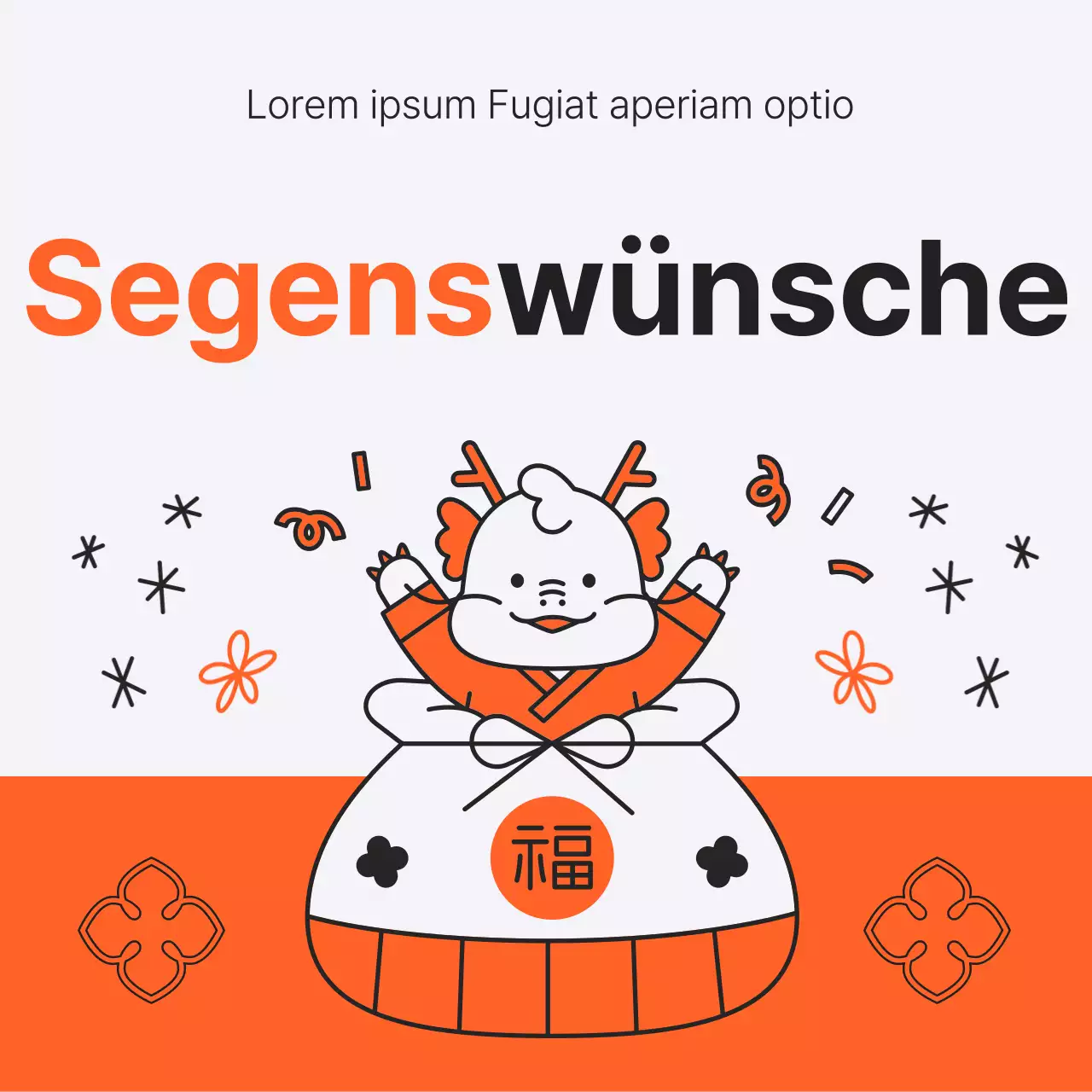 Pop-Art-Anzeige in Orange und Weiß zum Mondneujahrsfest