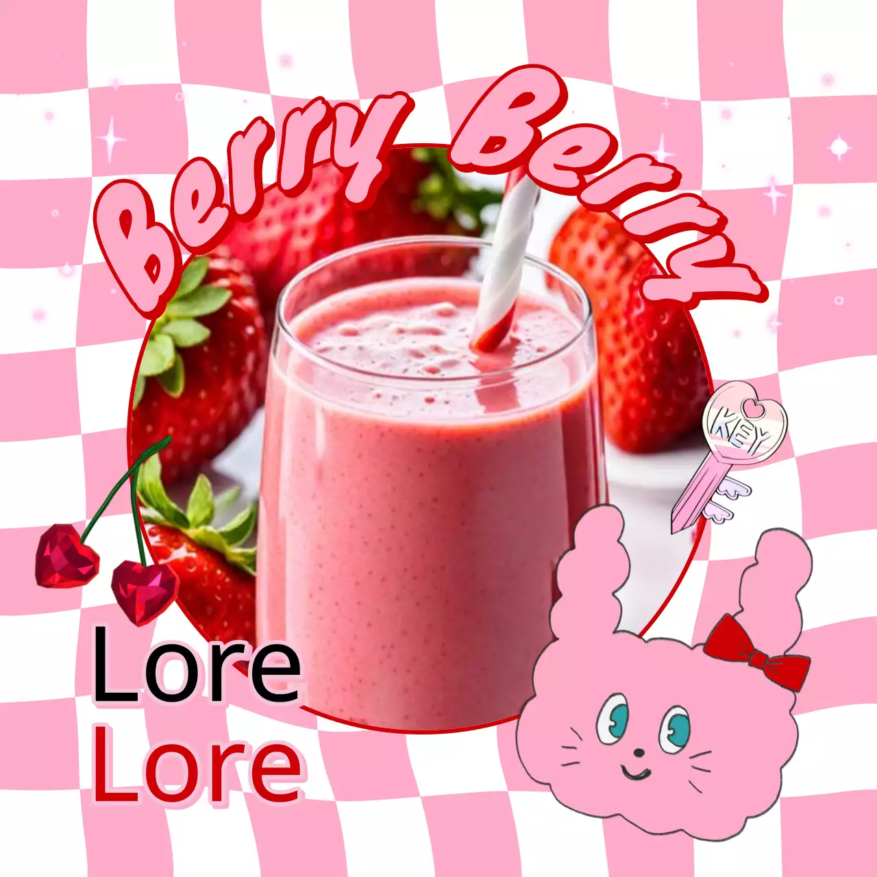 Promociona el zumo de fresa de café kitsch en rosa y rojo