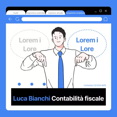 Un semplice annuncio di contabilità fiscale in blu e nero