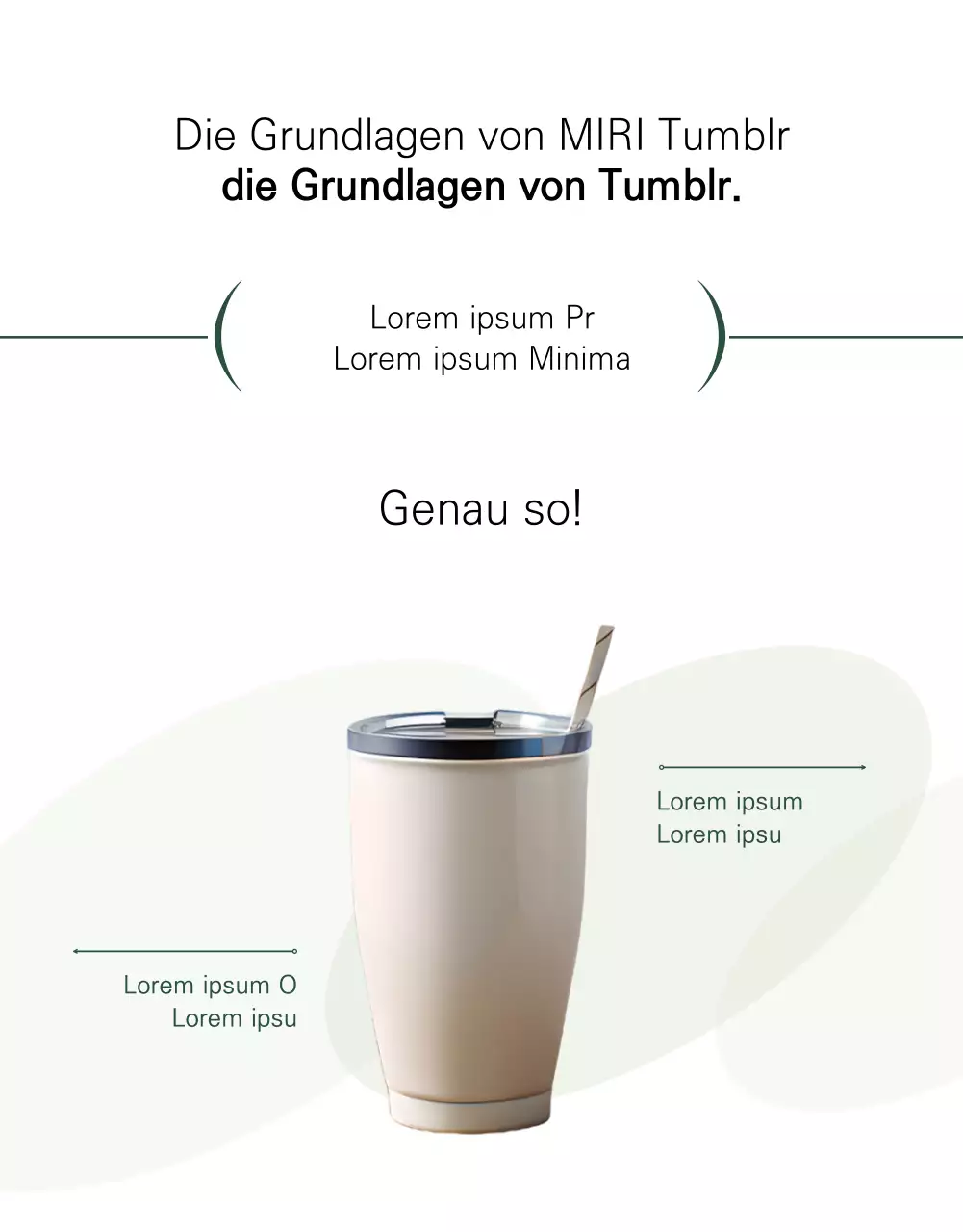 Eine minimalistische Tumblr-Neuankömmlingsanzeige in Weiß und Grün