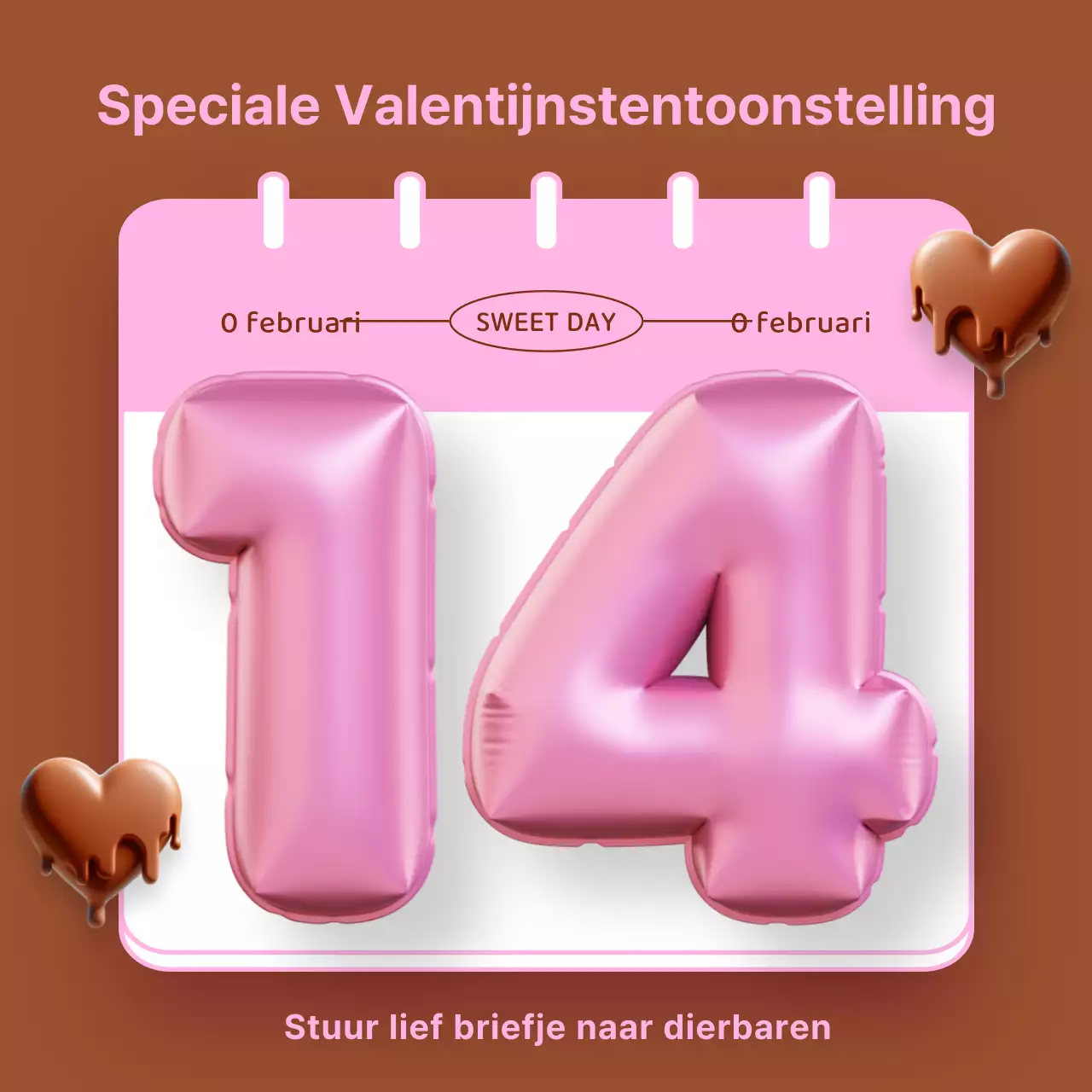 Kitscherige Valentijns flyer in roze