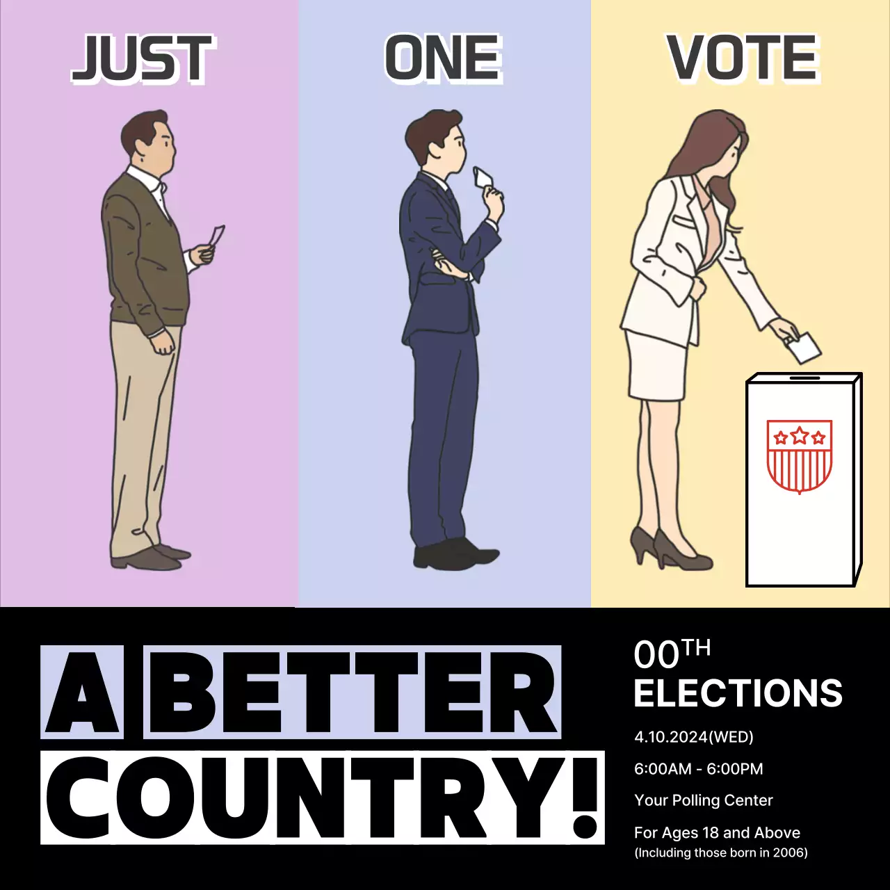 Yellow Modern Voting Promotion Social Media Post