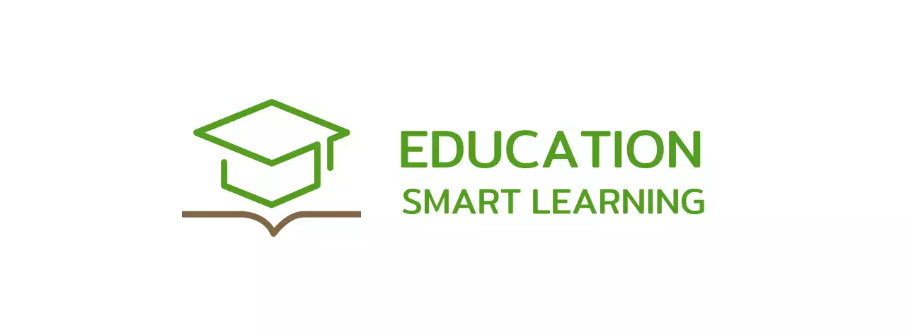 Smart Learning with a green bachelor's cap and book illustration logo