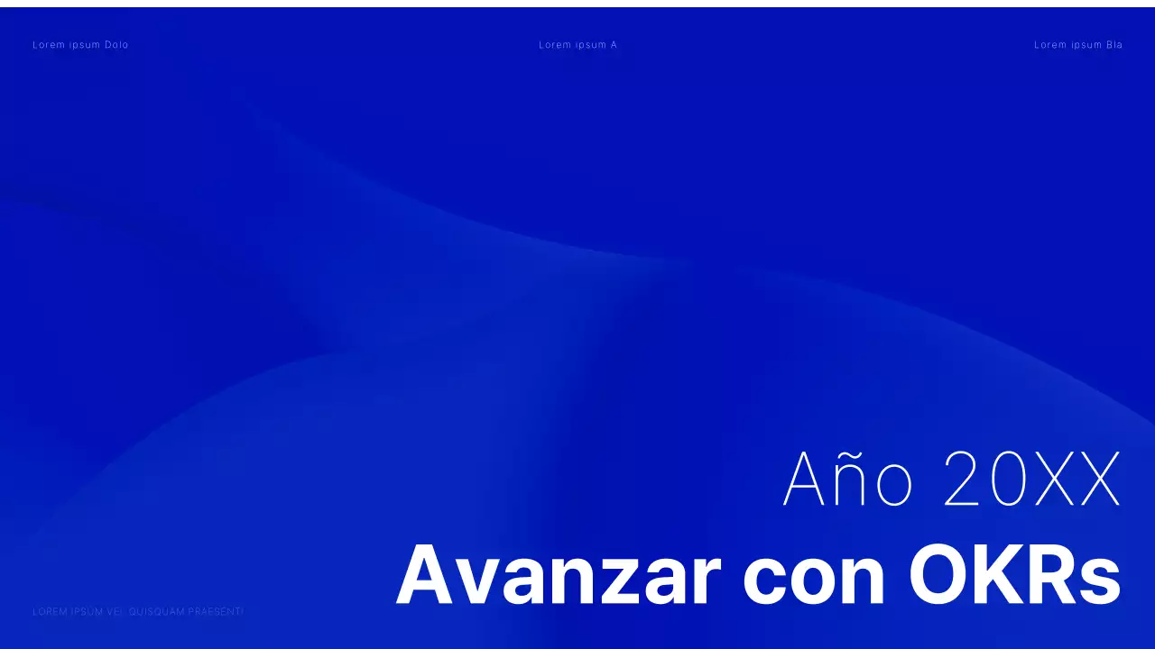 Informe OKR moderno en azul y blanco