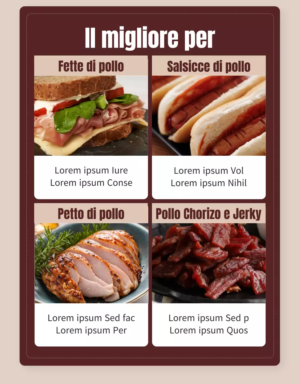 Promuovere una dieta semplice Petto di pollo in marrone e beige