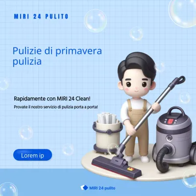 Promuovete il vostro servizio di pulizia porta a porta nelle tonalità trendy del blu e dell'azzurro