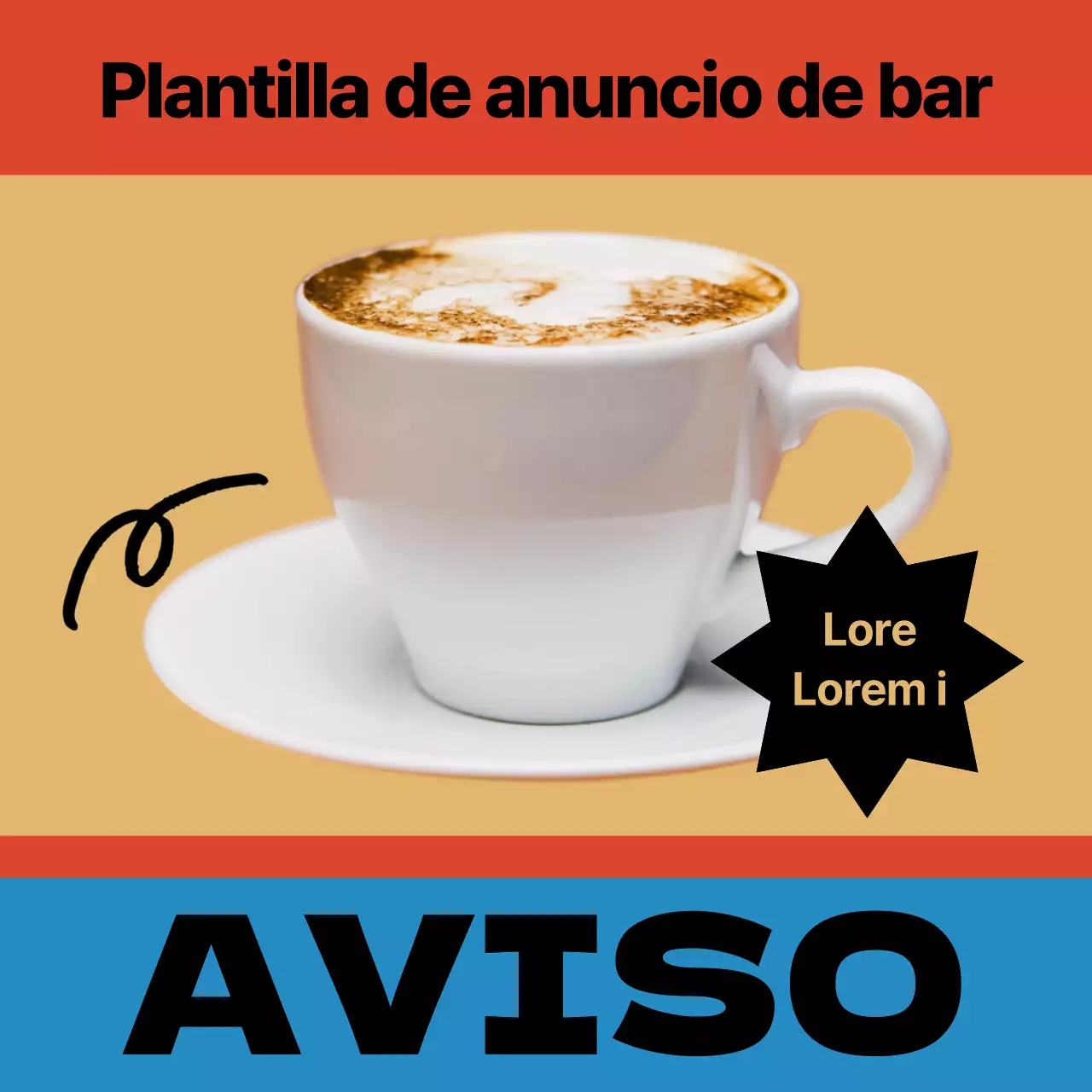 Promover una cafetería de inspiración vintage en amarillo y rojo