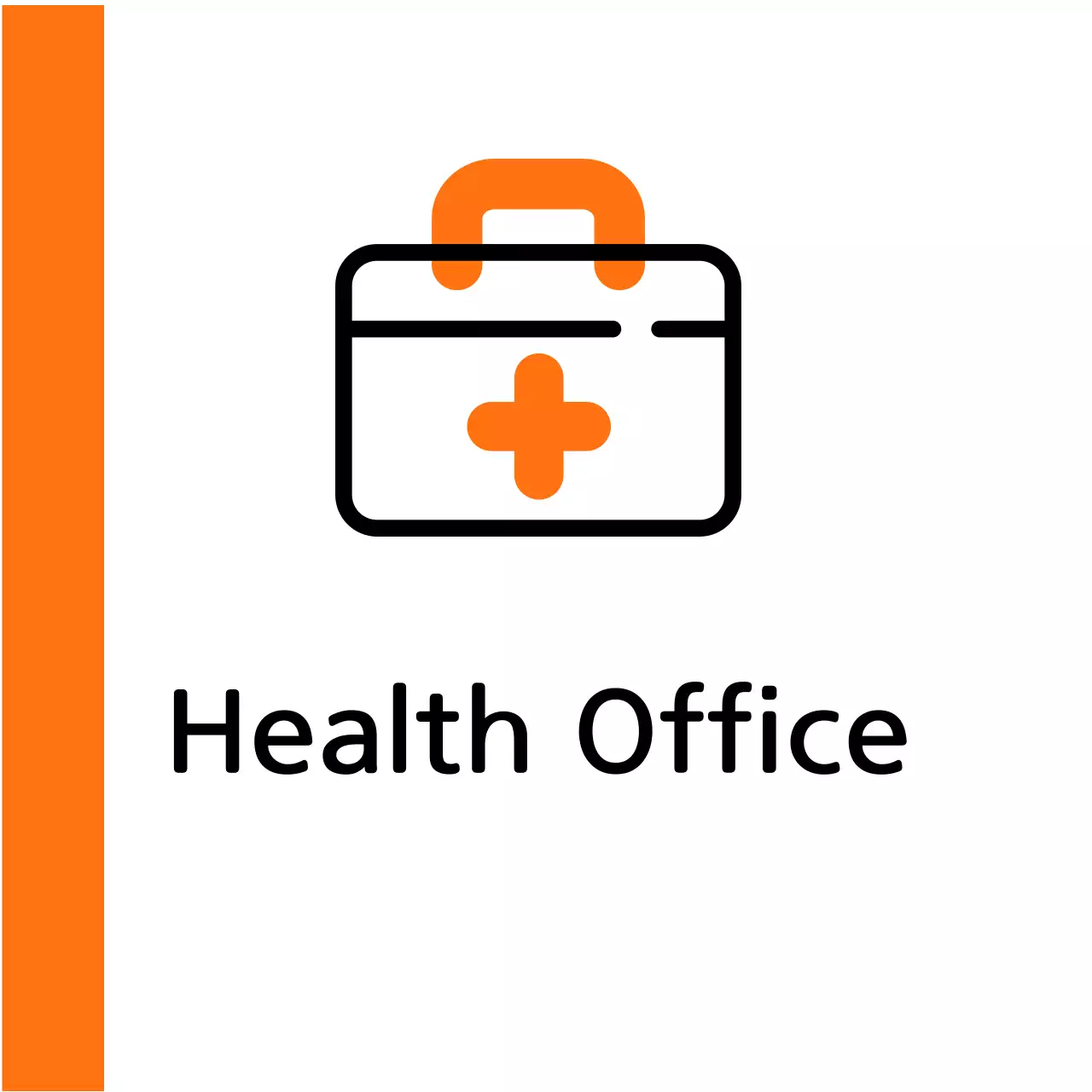 Hộp sơ cứu màu cam và thông tin phòng y tế