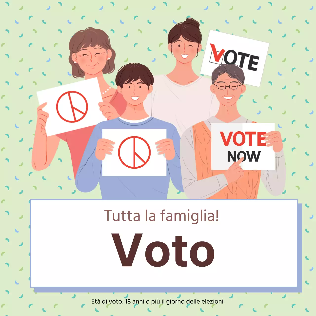 Un simpatico annuncio di incoraggiamento al voto in verde lime